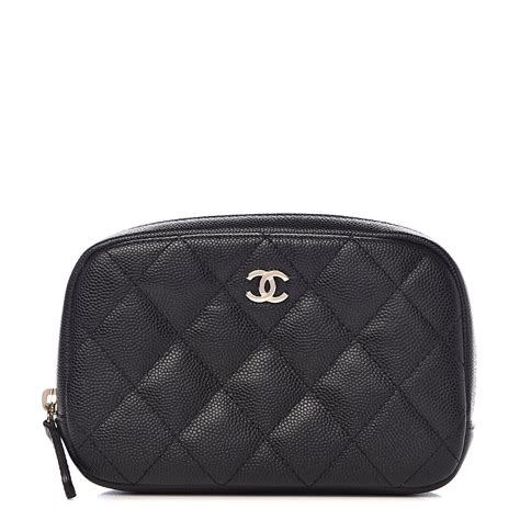 chanel caviar quilted small curvy pouch cosmetic case black